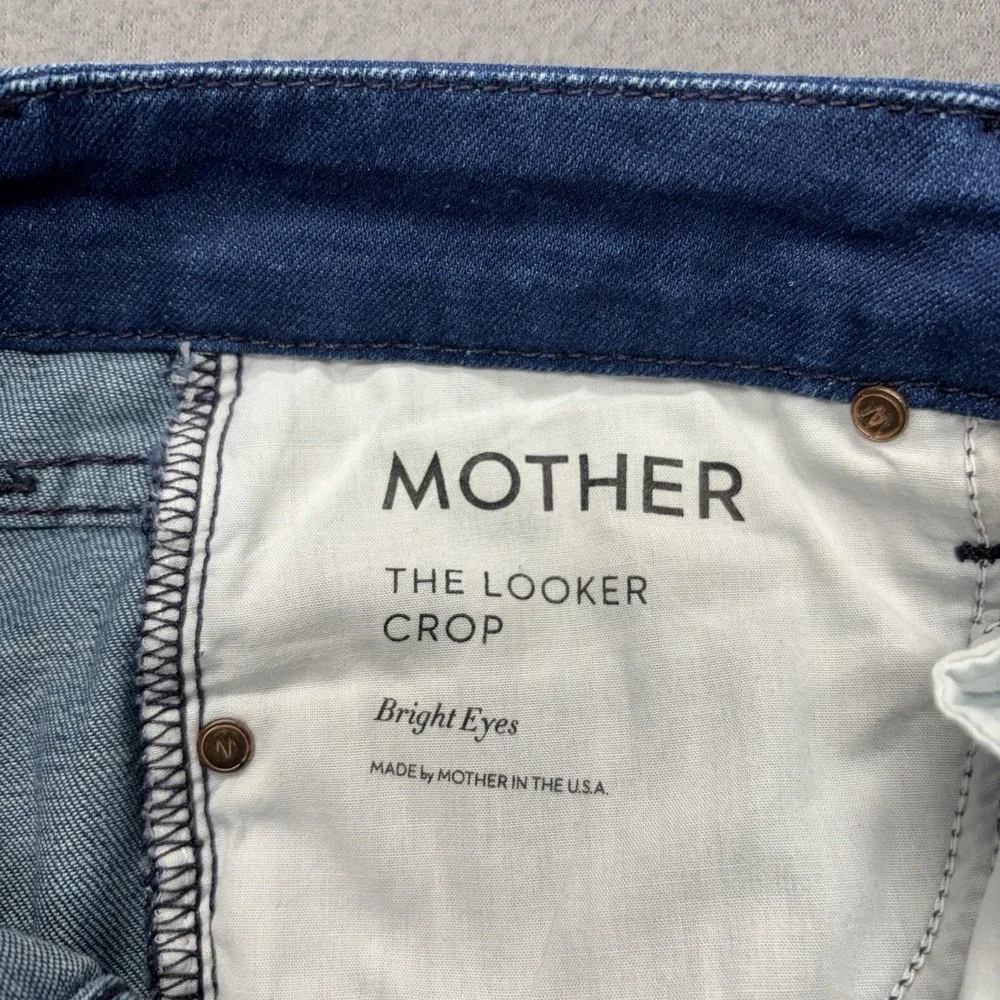 MOTHER The Looker Crop Skinny Jeans Bright Eyes Blue Denim Made in USA‎ Size 26